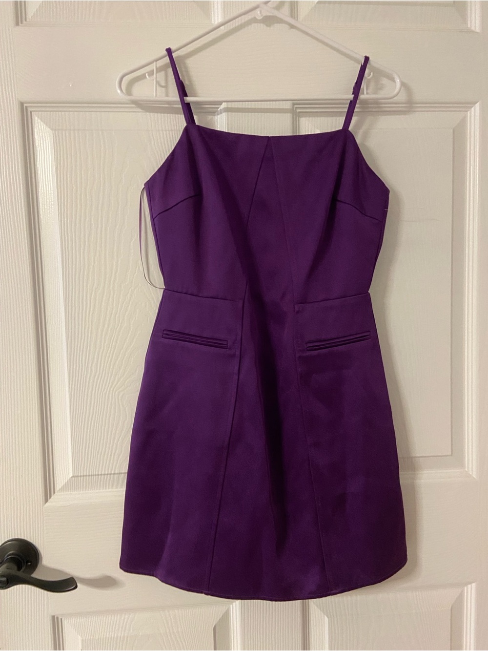 T41- B. RIGHT Purple Spaghetti Mini Cocktail PROM Dress